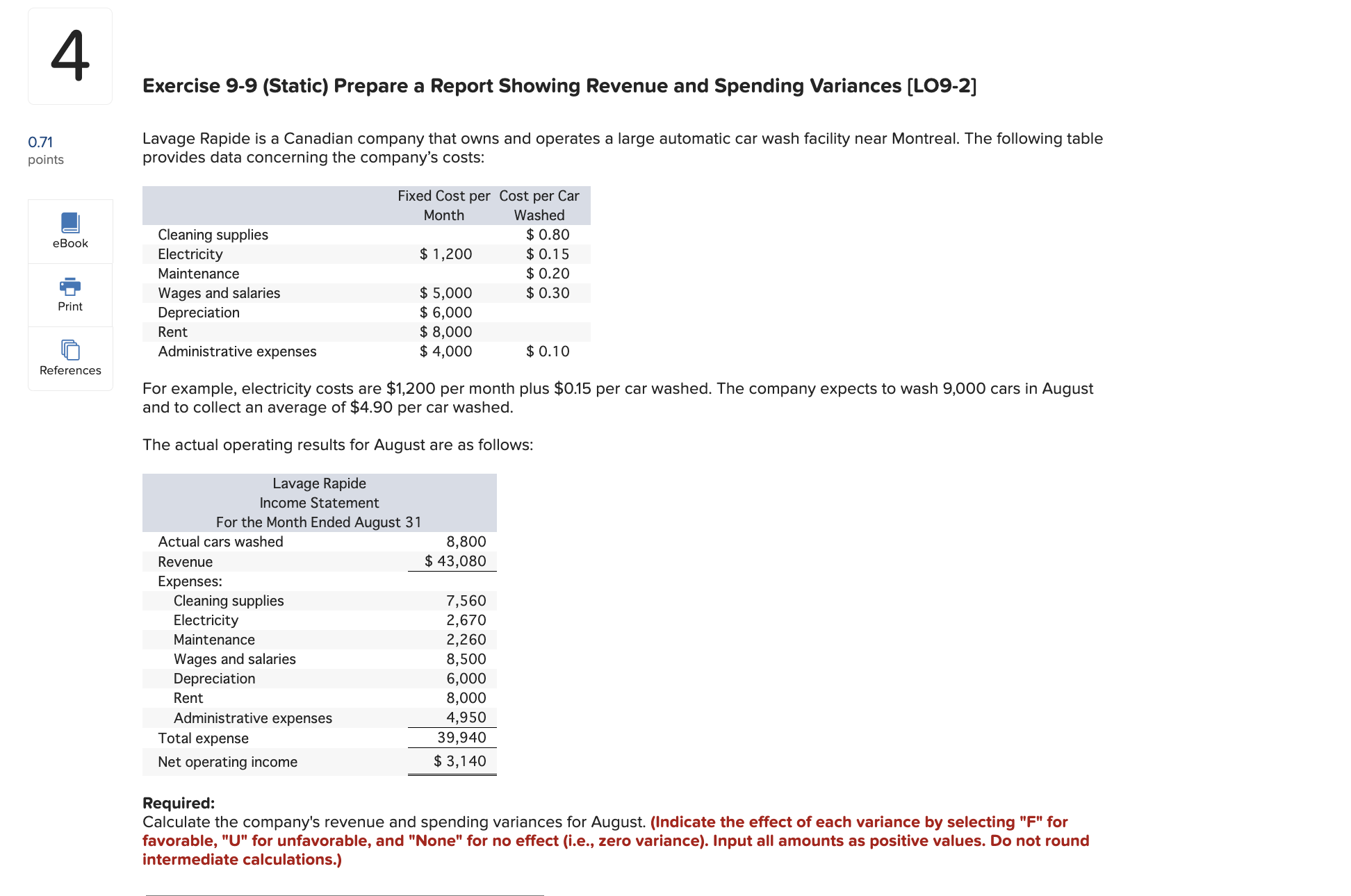 2 Exercise 9-8 (Static) Flexible Budget [LO9-1]