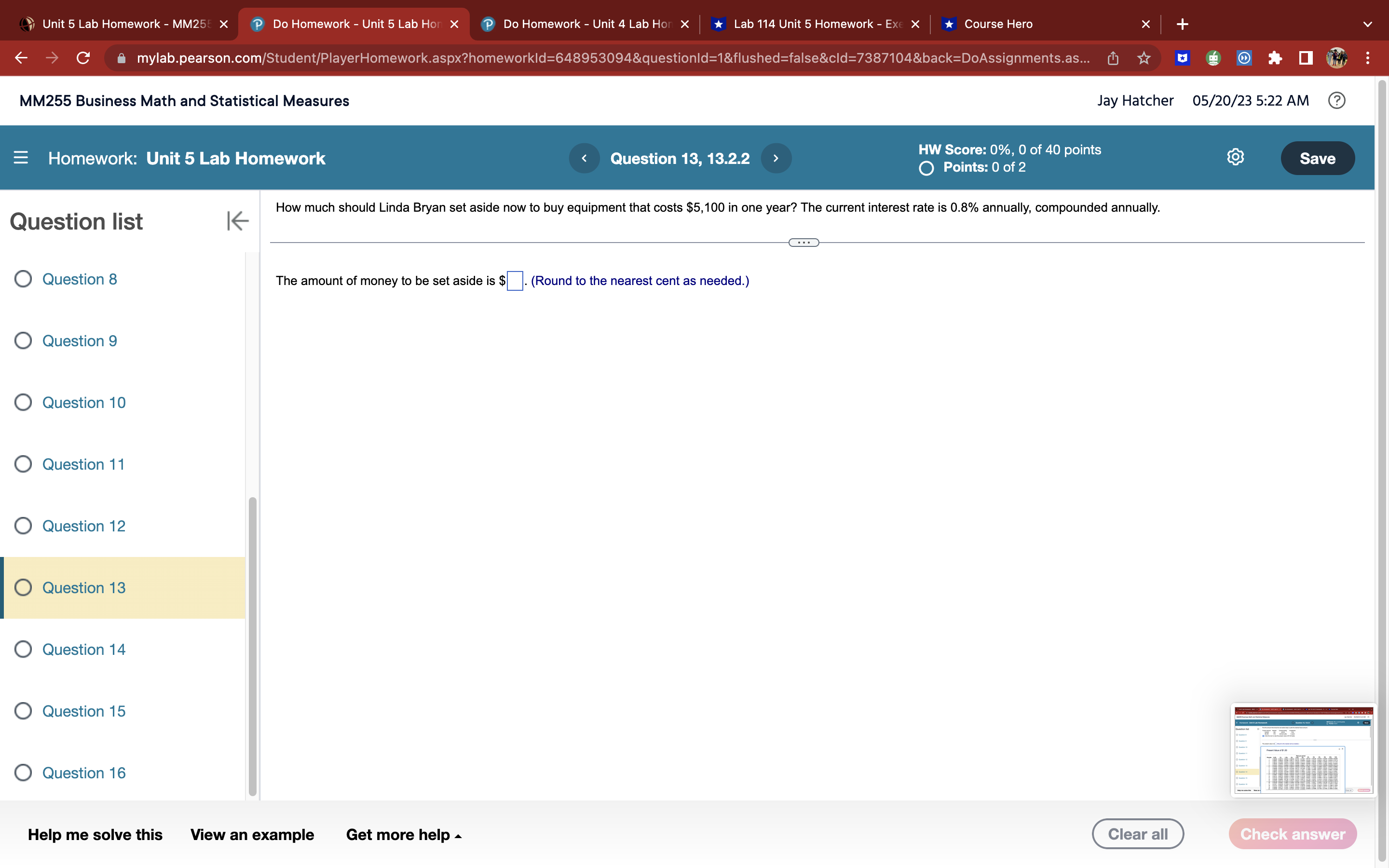 Unit 5 Lab Homework - MM25 X P Do Homework - Unit