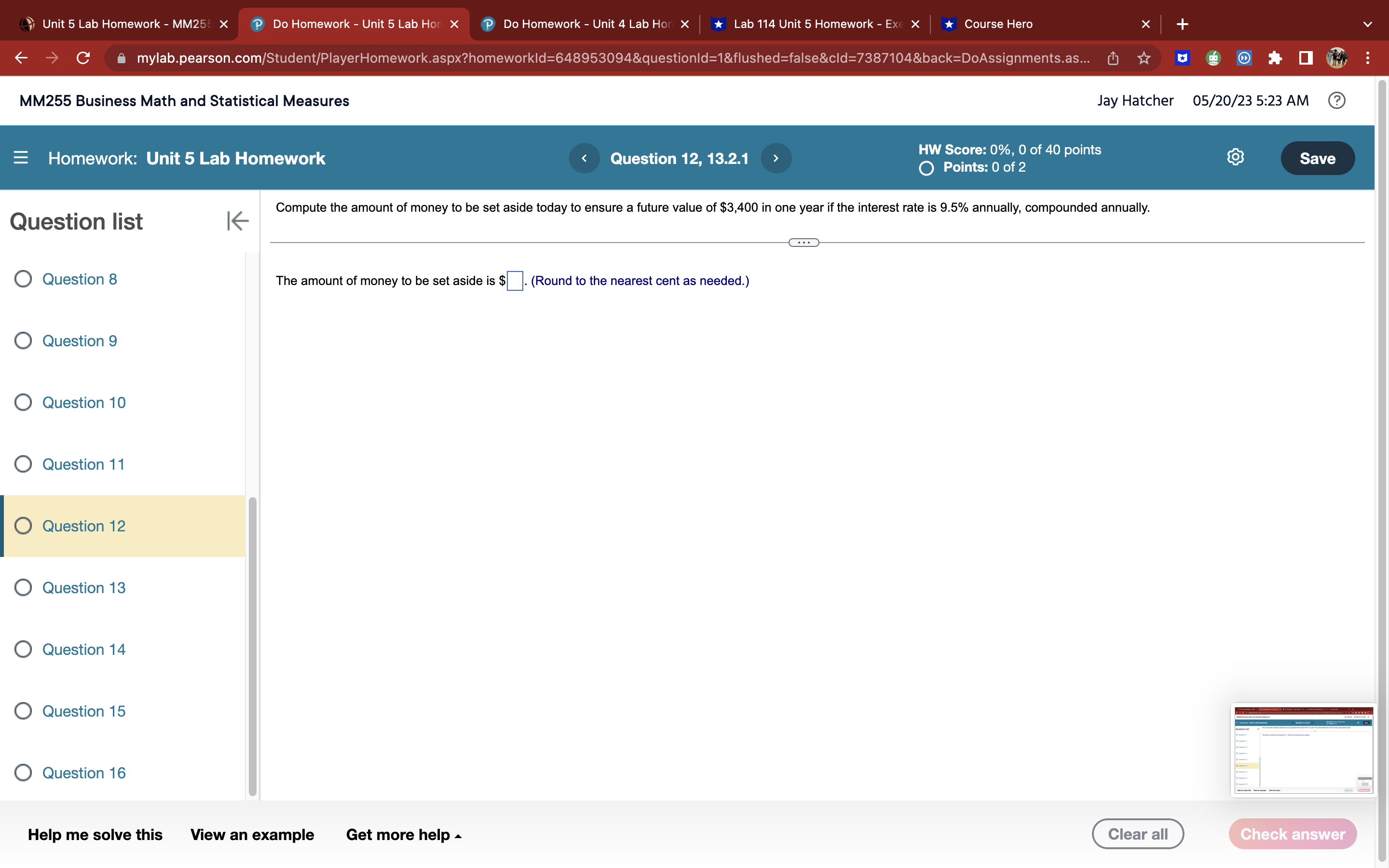 Unit 5 Lab Homework - MM25 X P Do Homework - Unit
