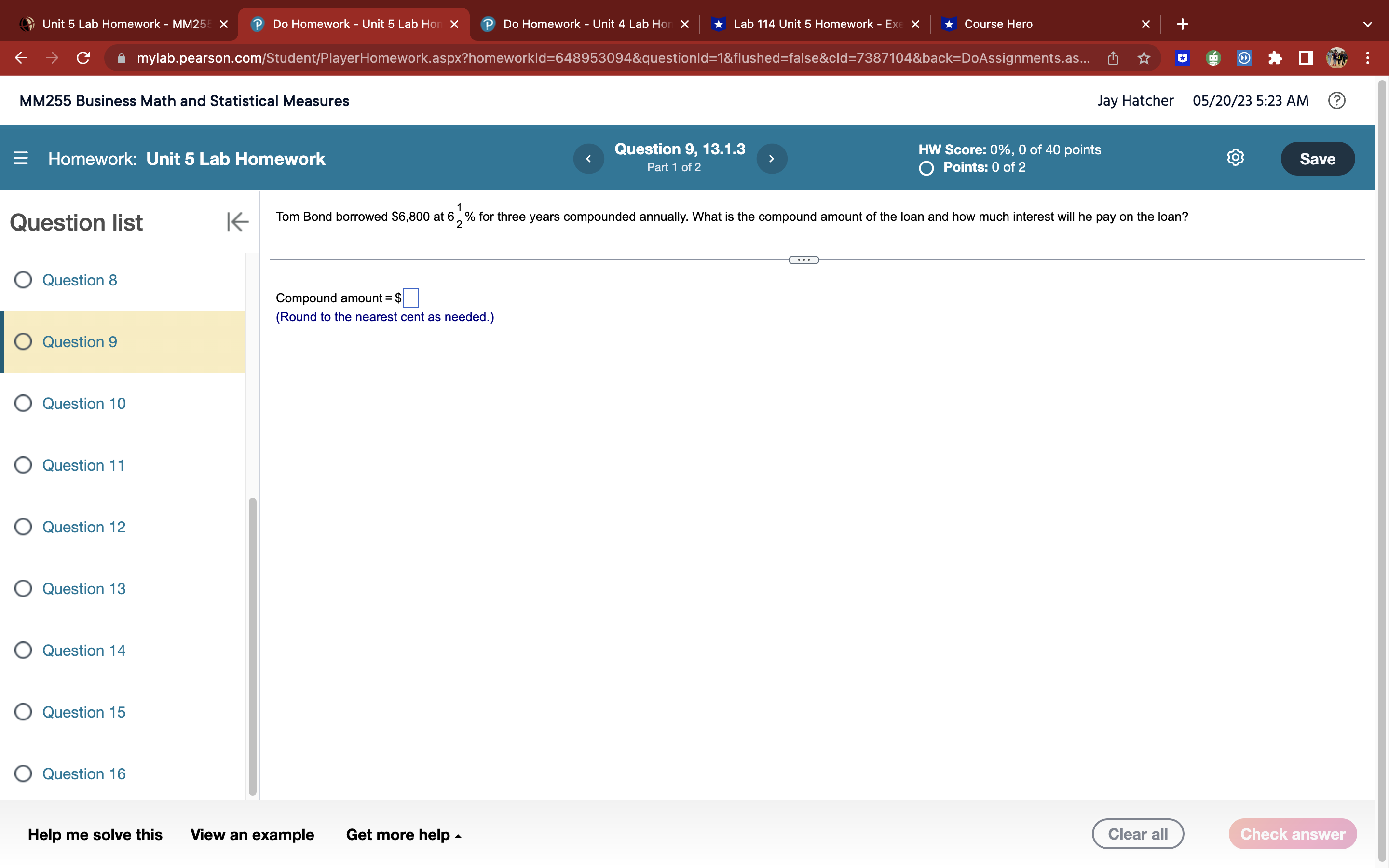 Unit 5 Lab Homework - MM25 X P Do Homework - Unit
