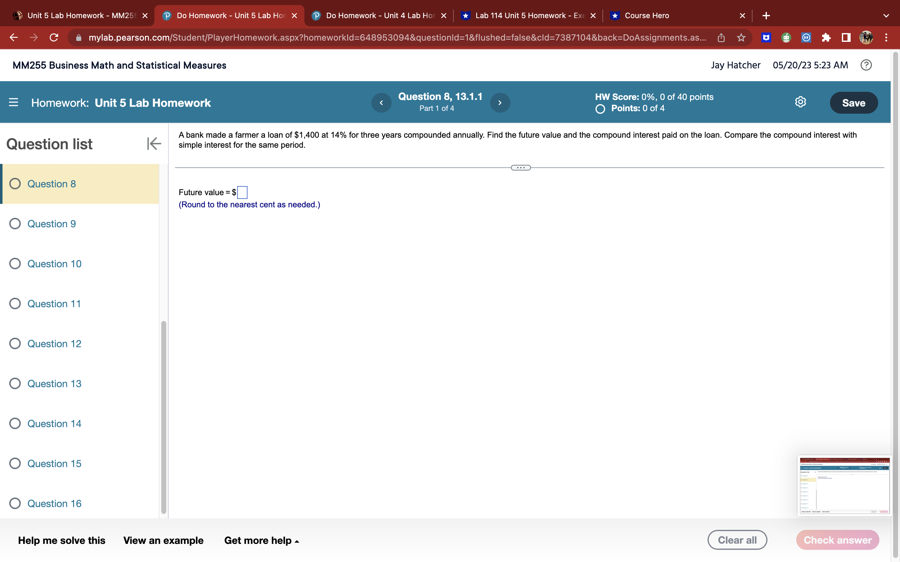 Unit 5 Lab Homework - MM25 X P Do Homework - Unit