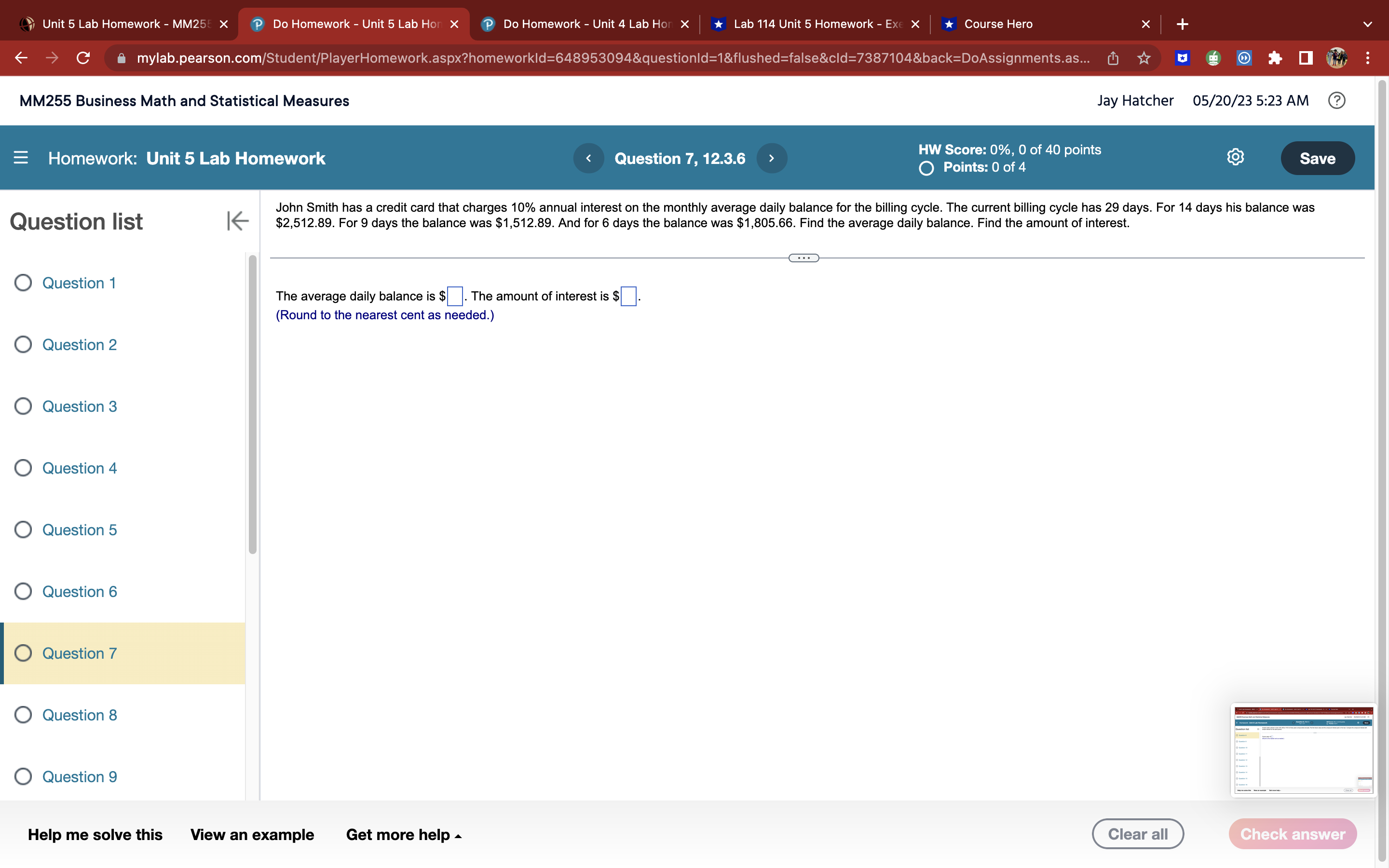Unit 5 Lab Homework - MM25 X P Do Homework - Unit