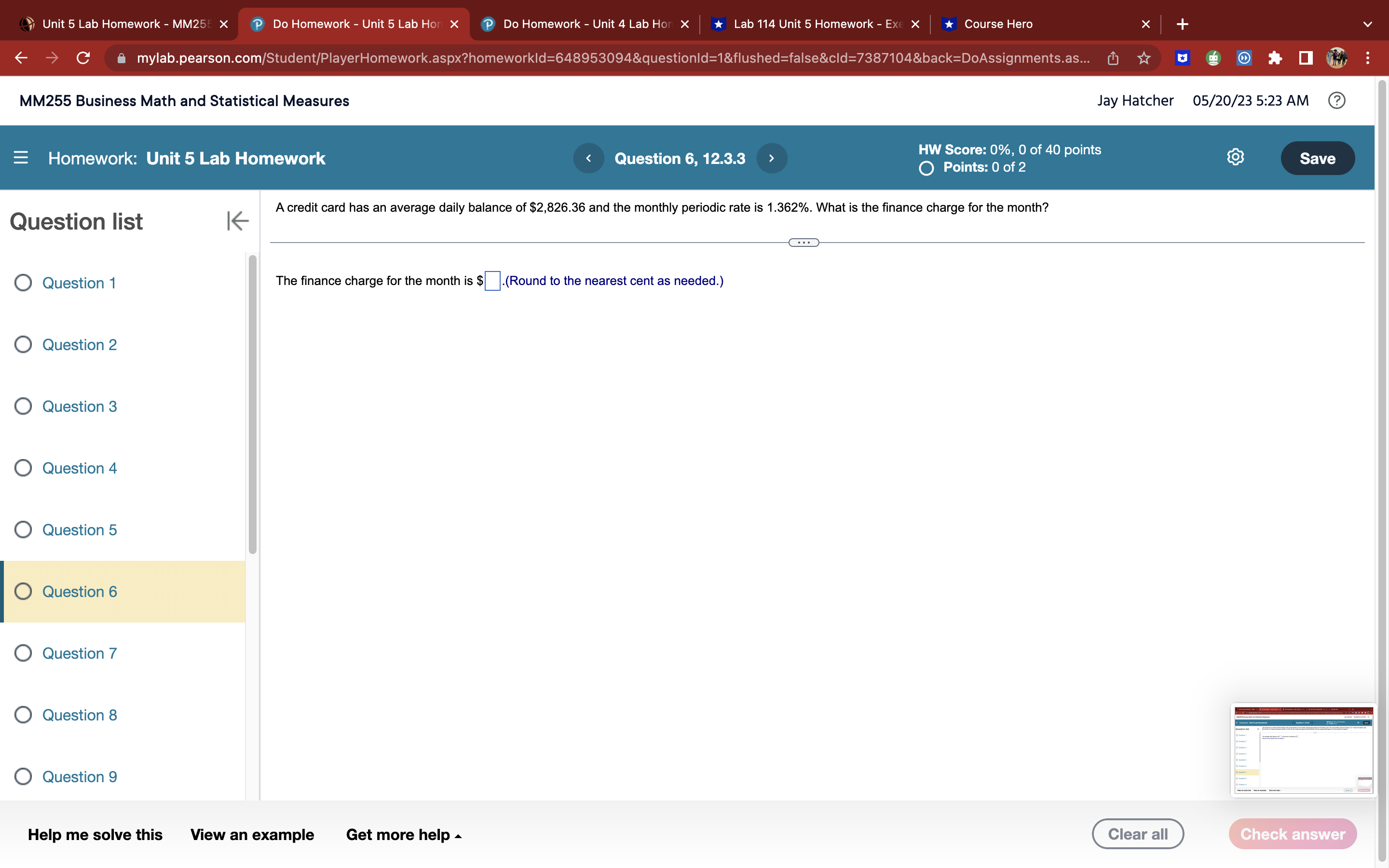 Unit 5 Lab Homework - MM25 X P Do Homework - Unit