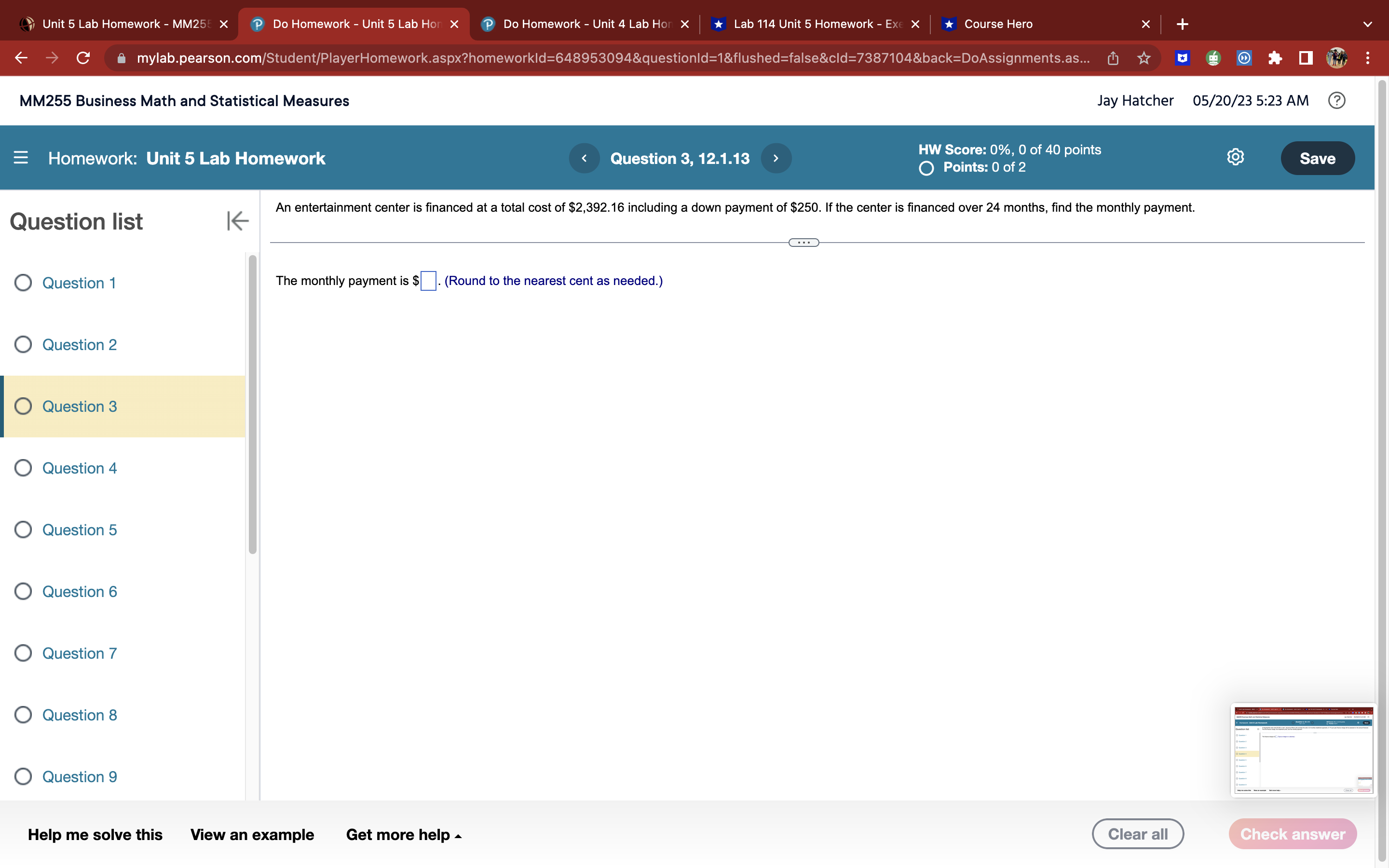 Unit 5 Lab Homework - MM25 X P Do Homework - Unit