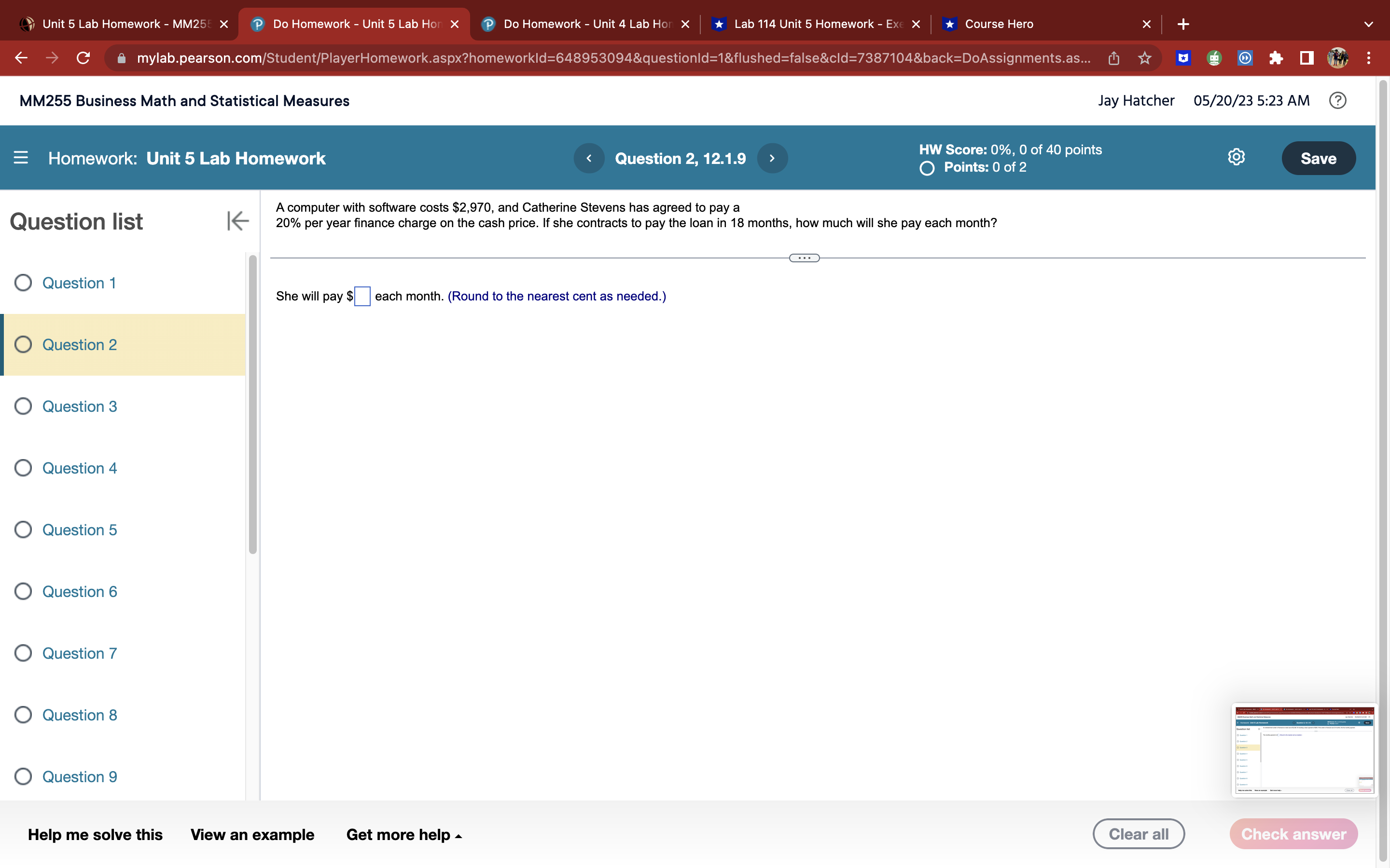 Unit 5 Lab Homework - MM25 X P Do Homework - Unit