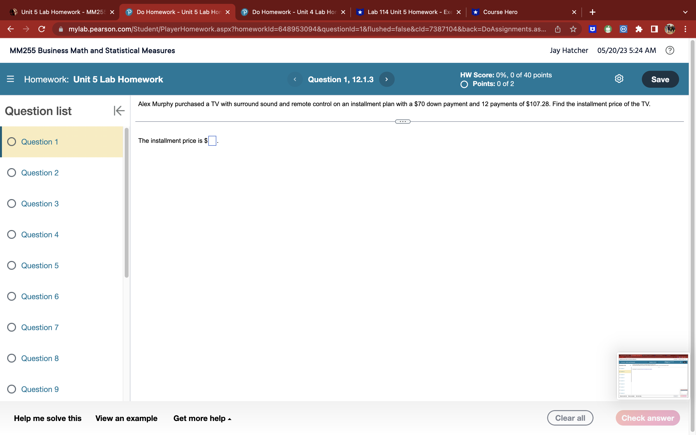 Unit 5 Lab Homework - MM25 X P Do Homework - Unit