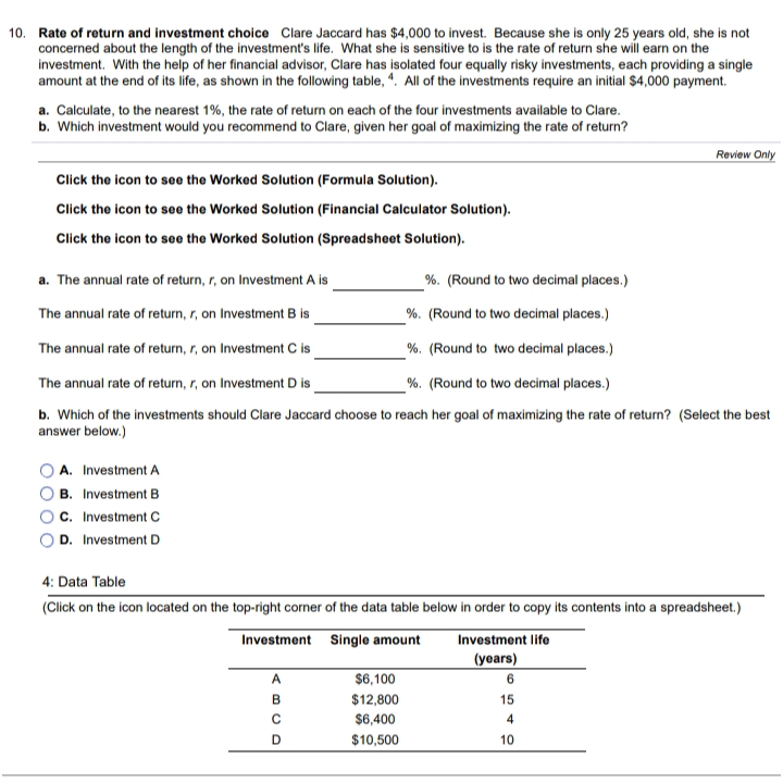 Worked Solution (Formula Solution) The IRR is the