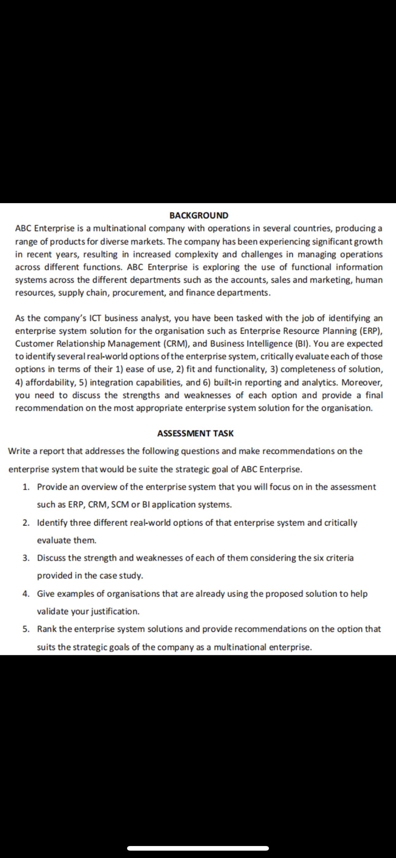 Write a report and make recommendations on the