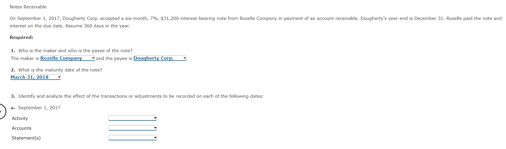 Question Content Area Notes Receivable On