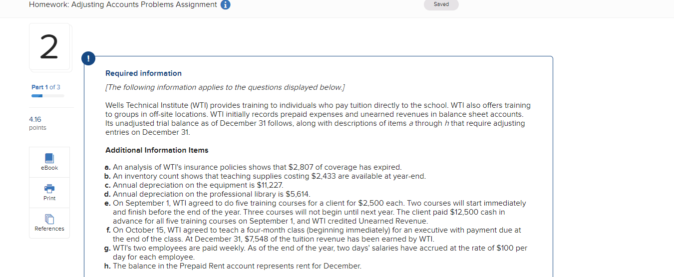 Homework: Adjusting Accounts Problems Assignment