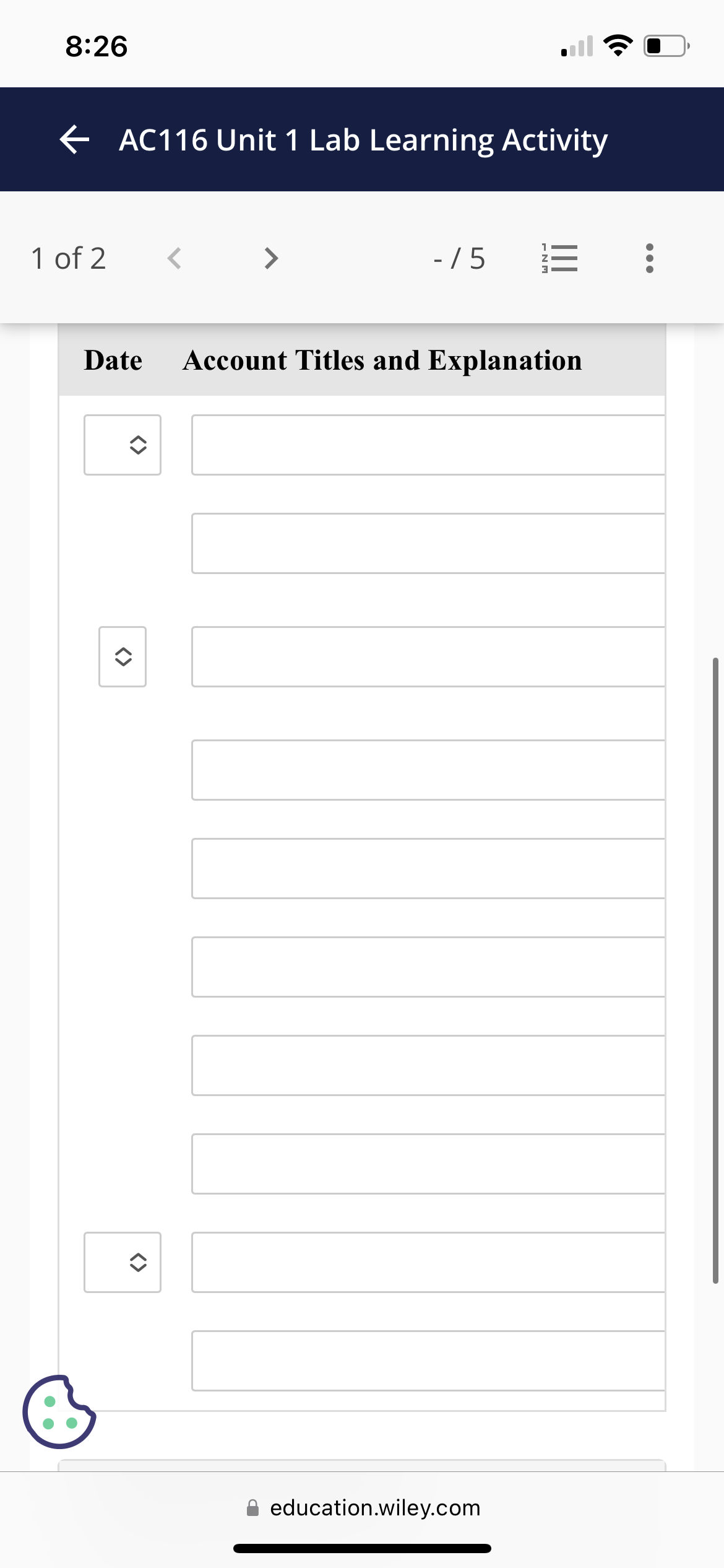 Please help 8:26 . Q'I' lon > -/5 12: .0. The