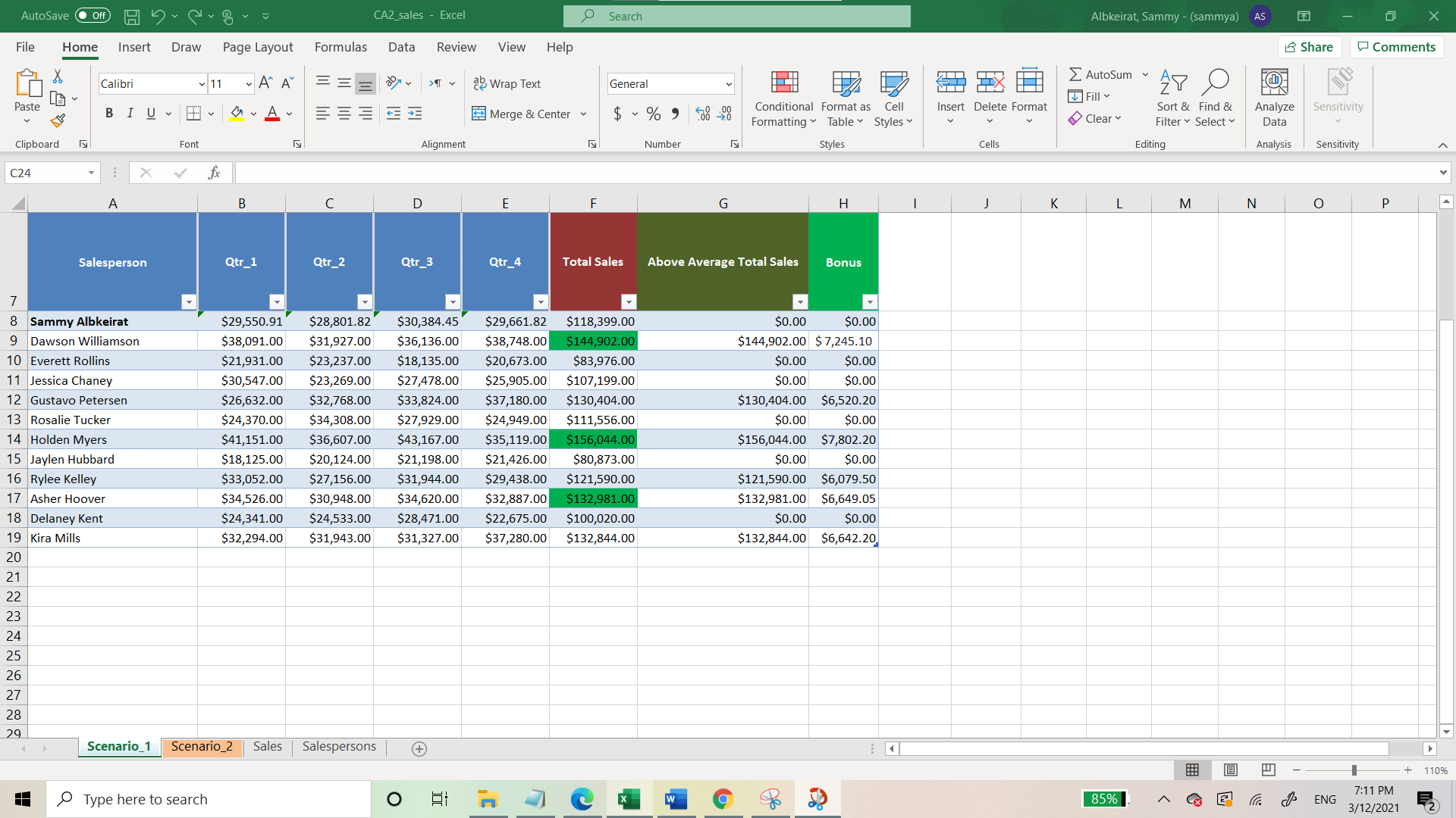 Enter an Excel formula using the COUNTIF()