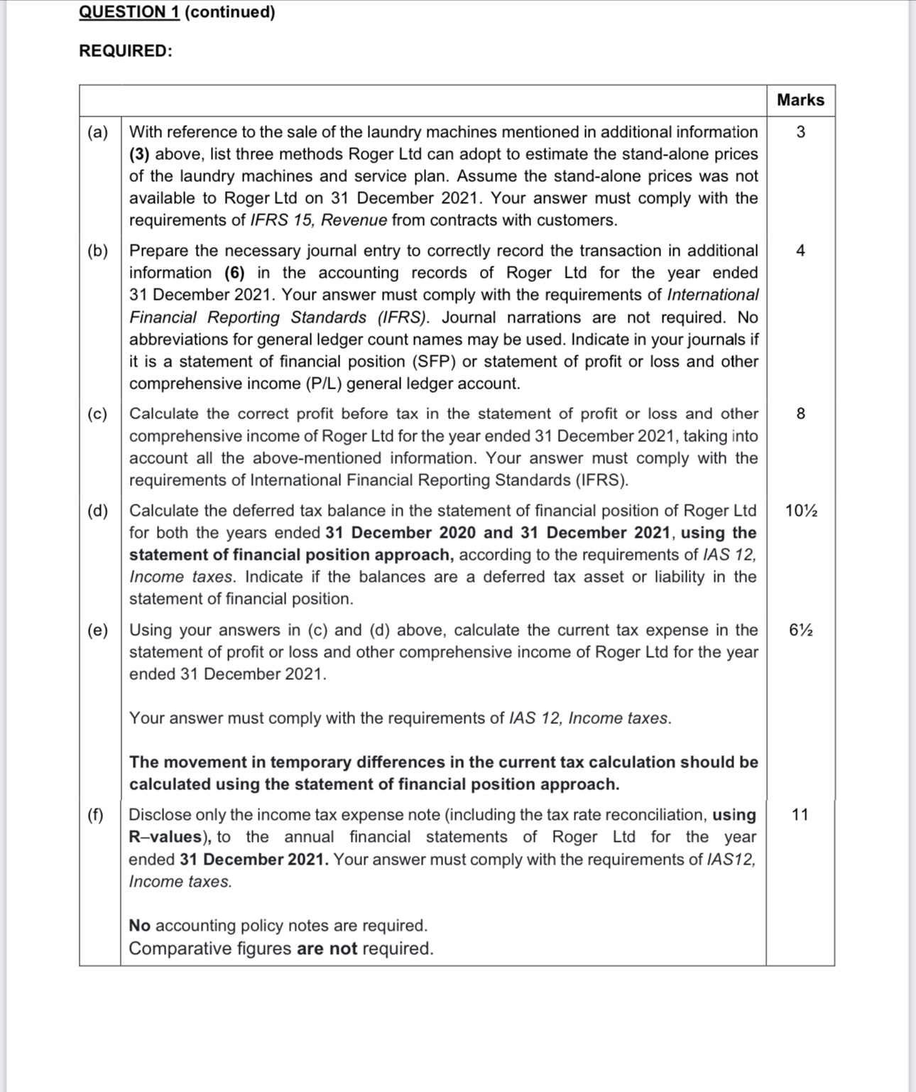 QUESTION 1 (continued) 7. 7.1. 7.2. 7.3. 7.4.