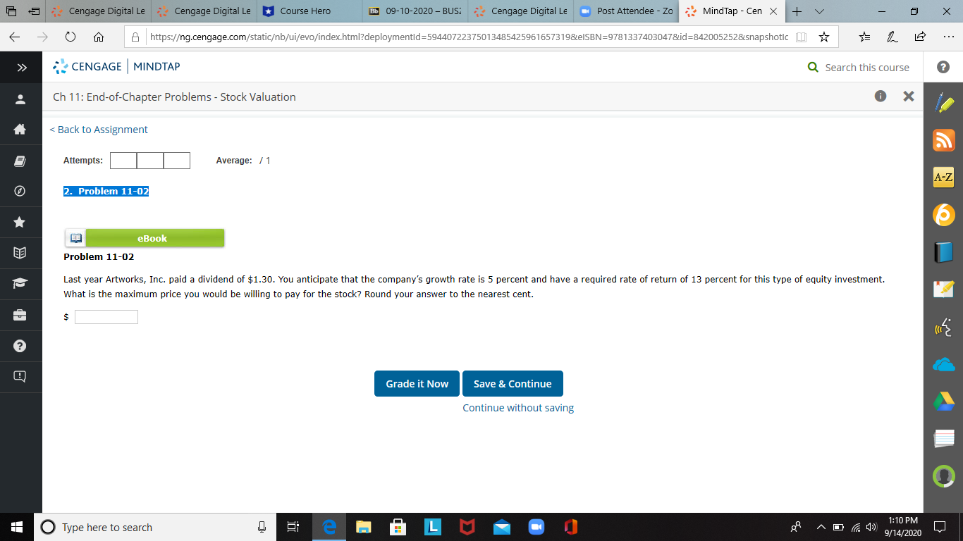 2.Problem 11-02 " Cengage Digital Le | Cengage