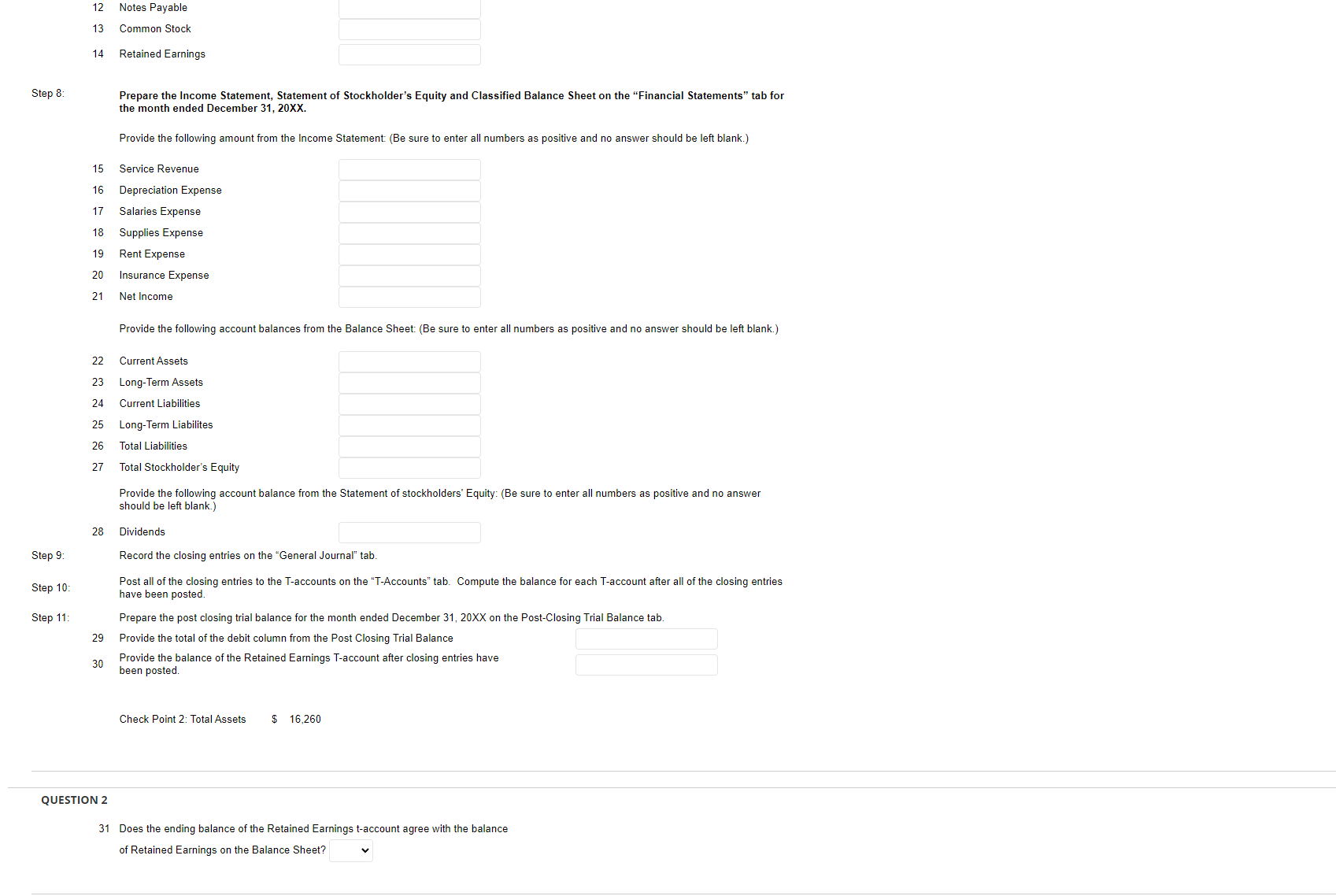 Take Test: Step II - Instructions and
