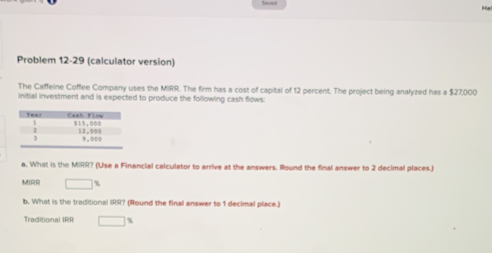 Hal Problem 12-29 (calculator version) The