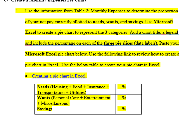 I. In the table below, state your profession and