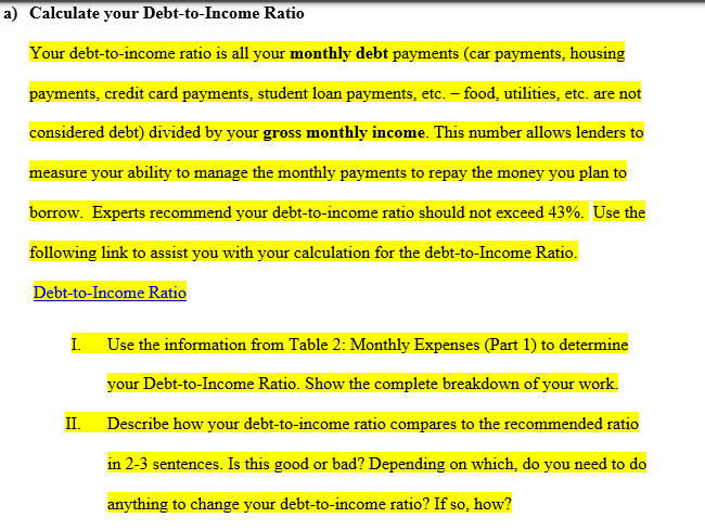 I. In the table below, state your profession and