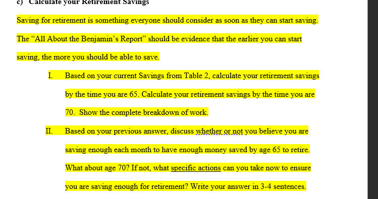 I. In the table below, state your profession and