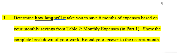 I. In the table below, state your profession and