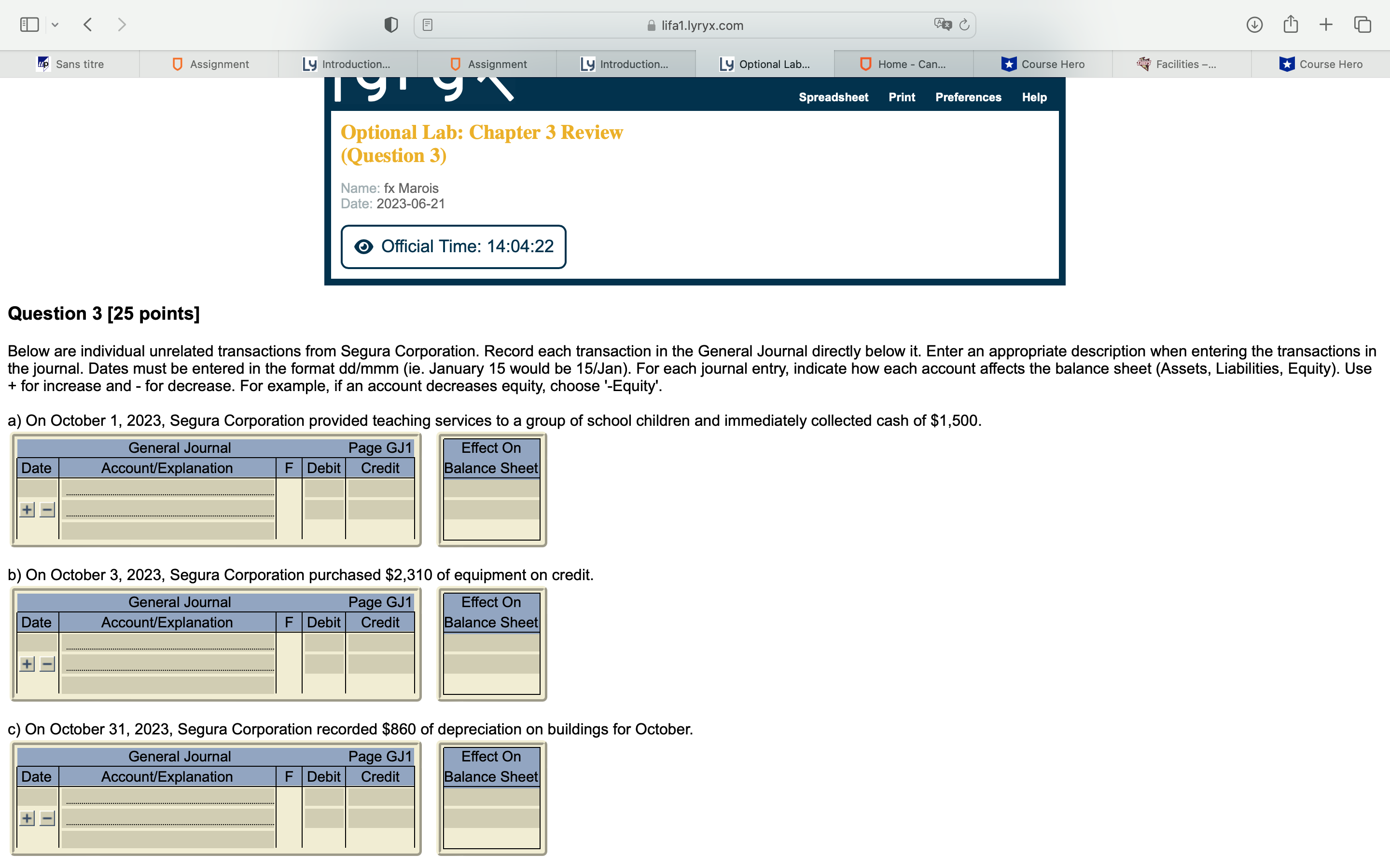 > lifa1.lyryx.com + up Sans titre Assignment Ly
