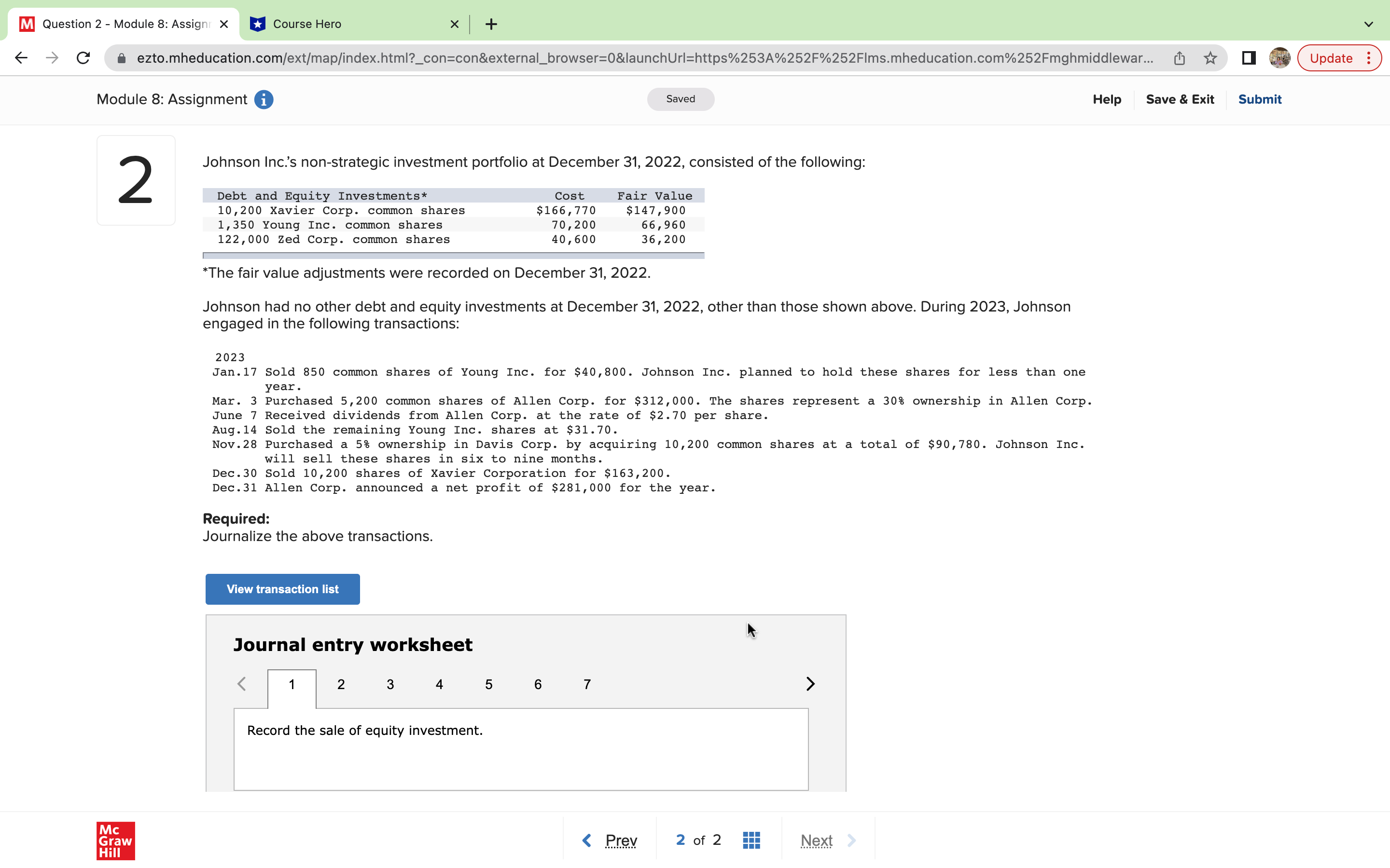 M Question 2 - Module 8: Assign X Course Hero X +