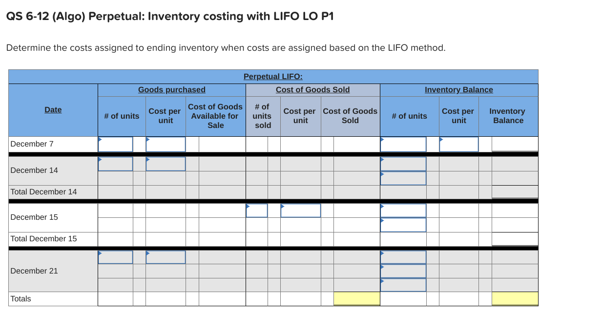 Required information Use the following