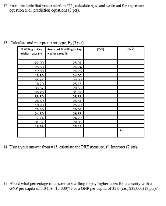 Part 4 : Really need help, show work 12. From the