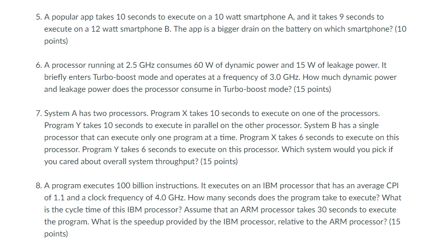 Consider three different processors P1, P2, and