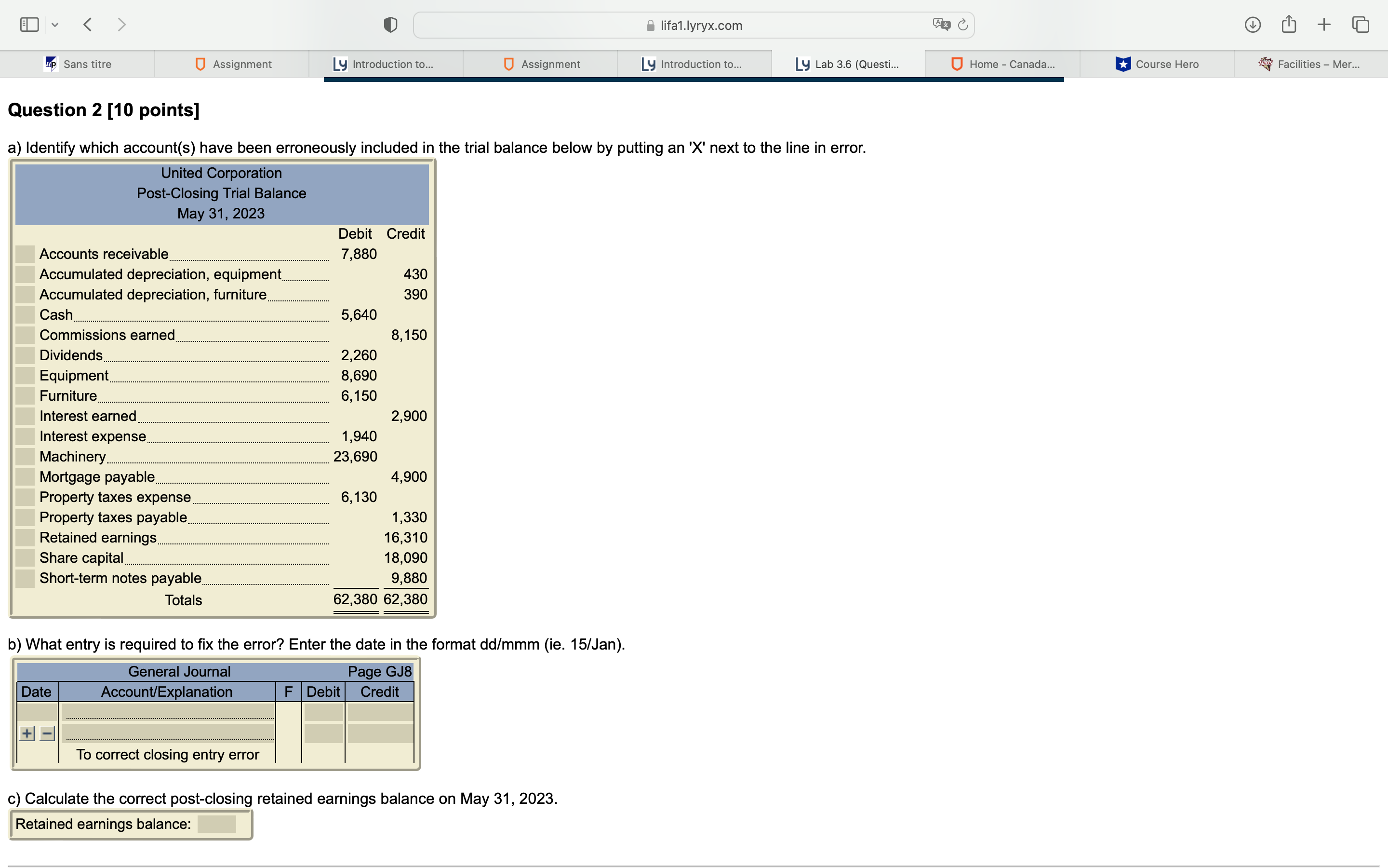 lifa1.lyryx.com + up Sans titre Assignment Ly