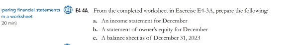 paring financial statements E4-4A. From the