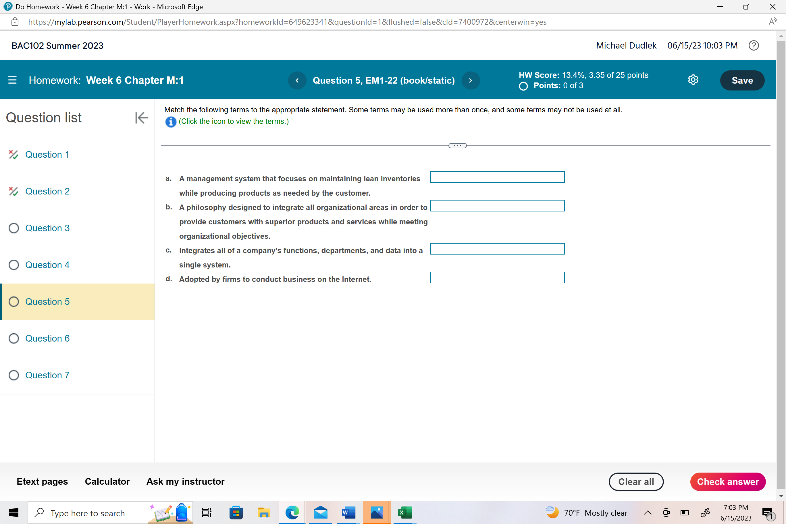 Do Homework - Week 6 Chapter M:1 - Work -
