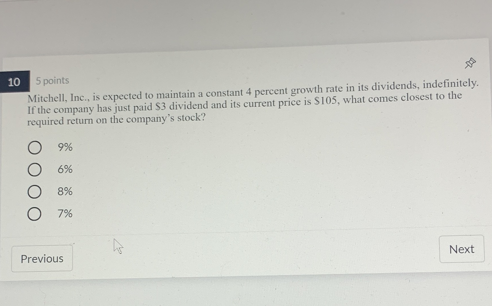 10 10 5 points Mitchell, Inc., is expected to