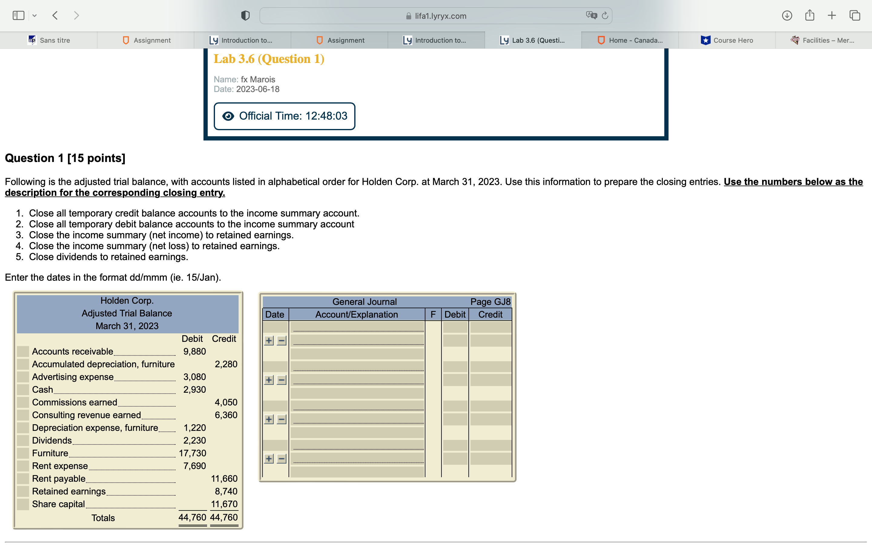 v > lifa1.lyryx.com + up Sans titre Assignment Ly
