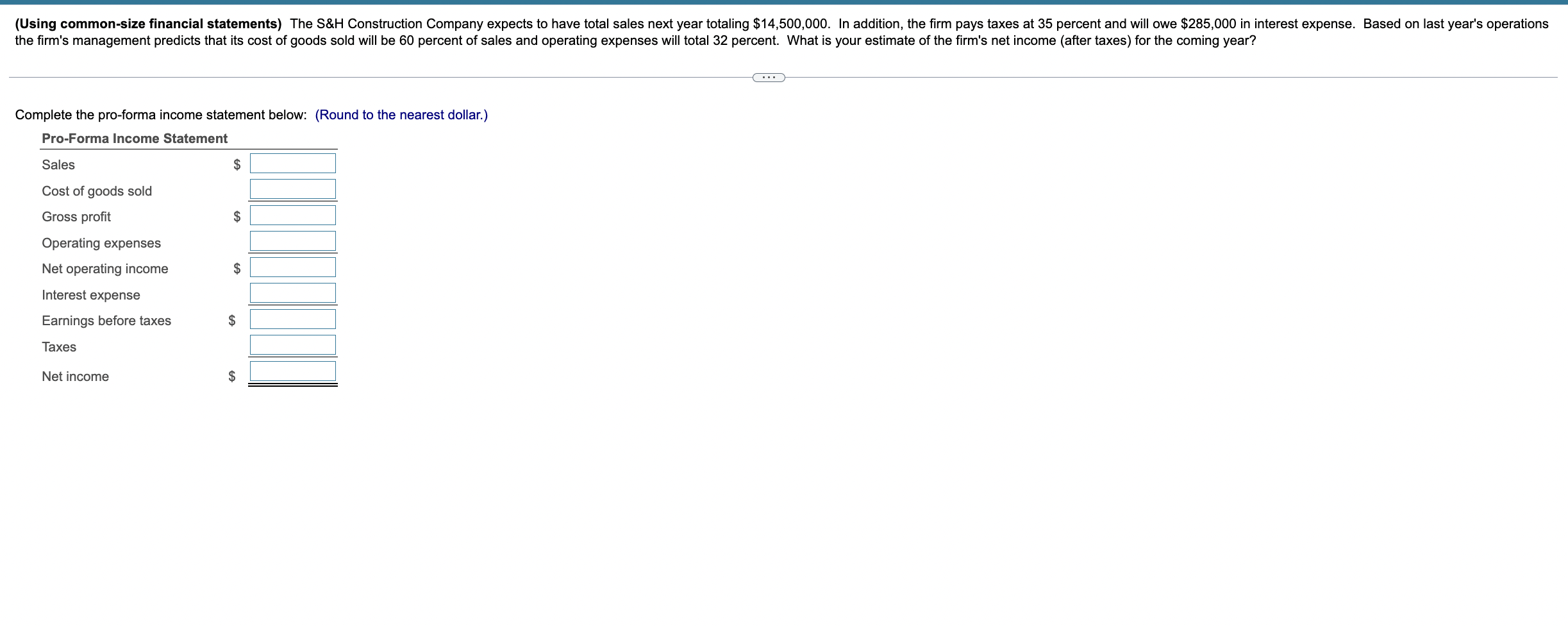 Question 1 (Using common-size financial