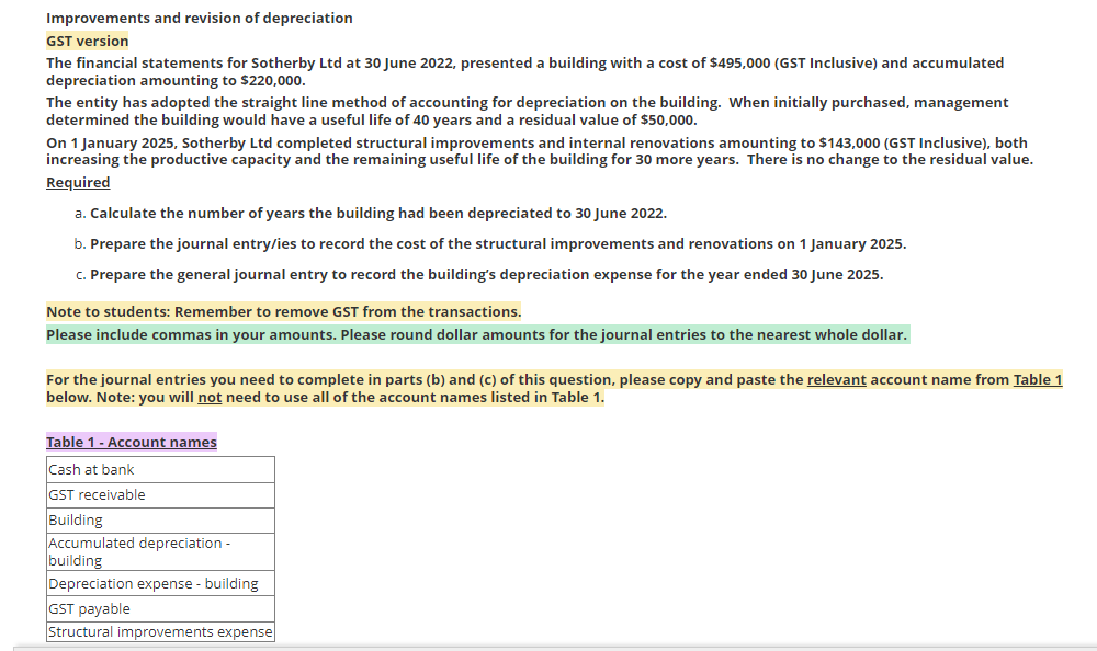 need help to fill in the table with question