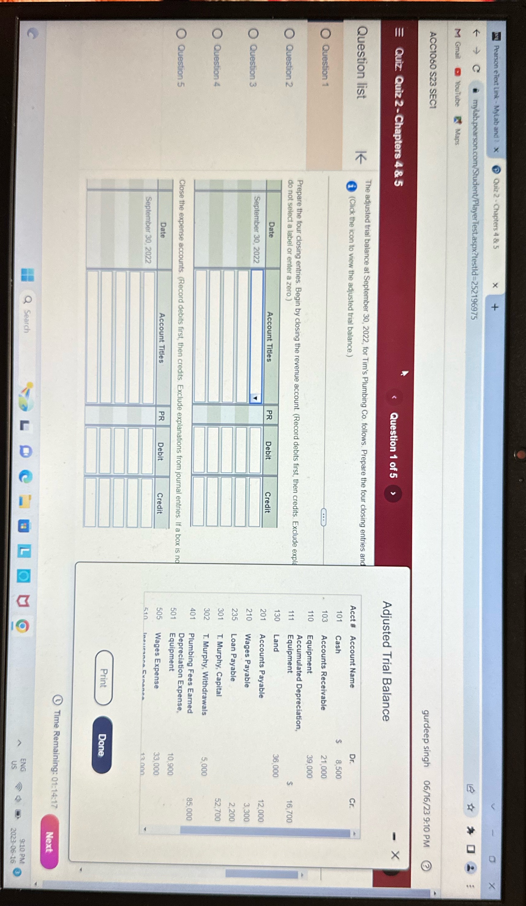 my Pearson eText Link - Mylab and ? X Quiz 2 .