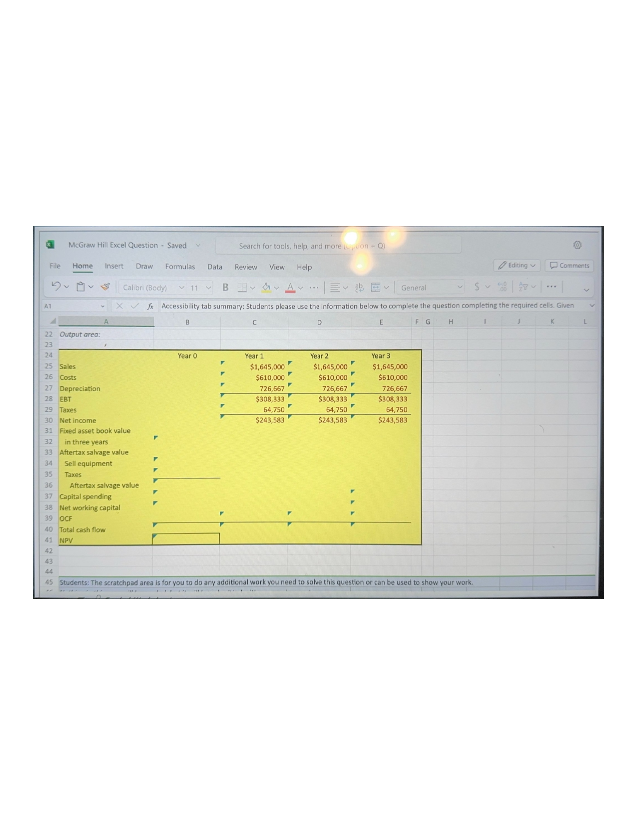 McGraw Hill Excel Question - Saved Search for