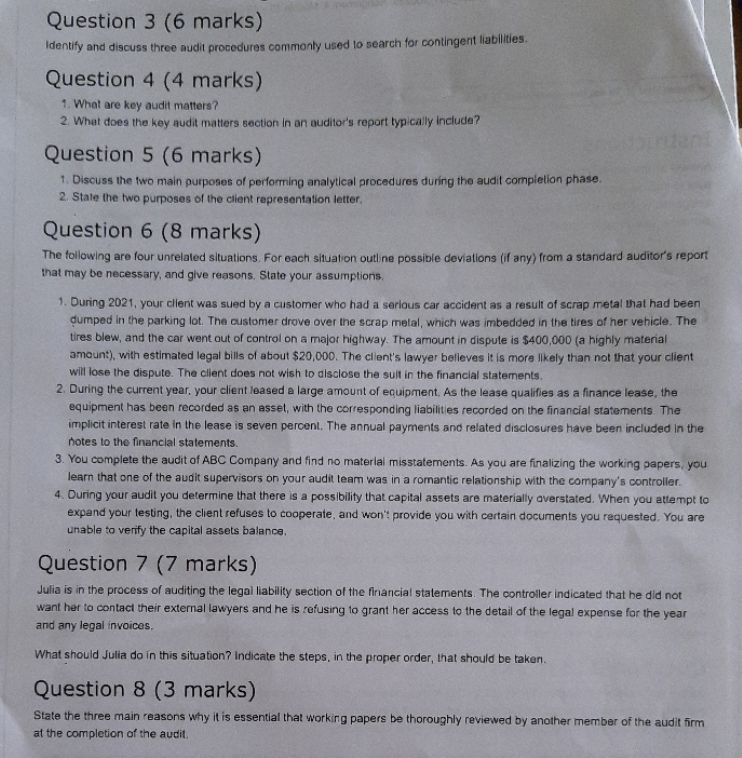 Question 3 (6 marks) Identify and discuss three