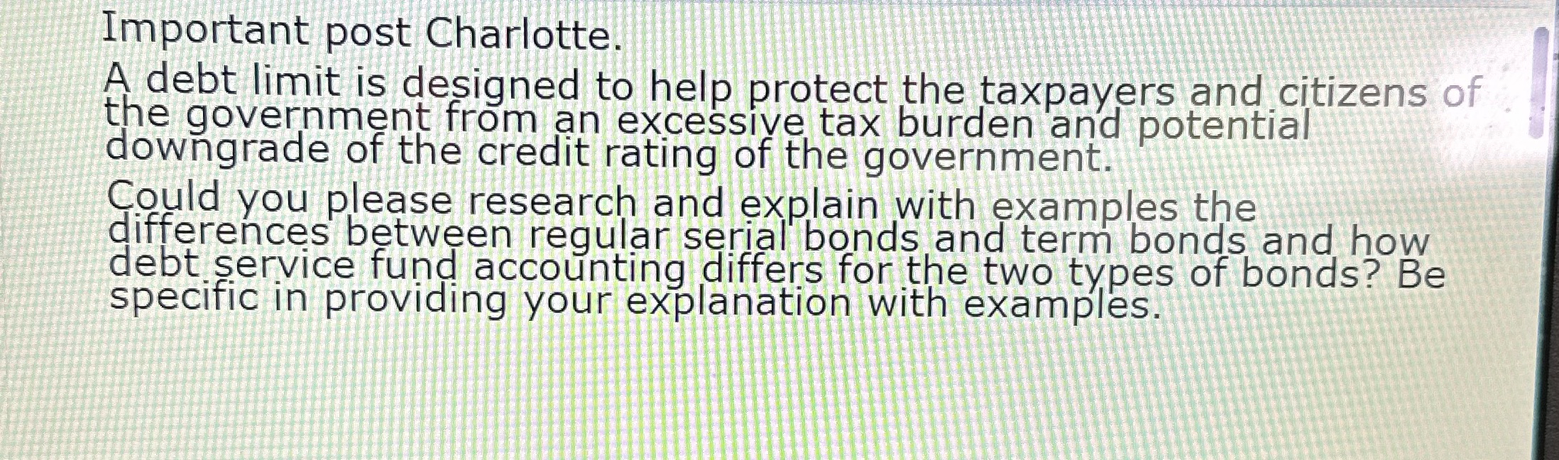 Important post Charlotte. A debt limit is