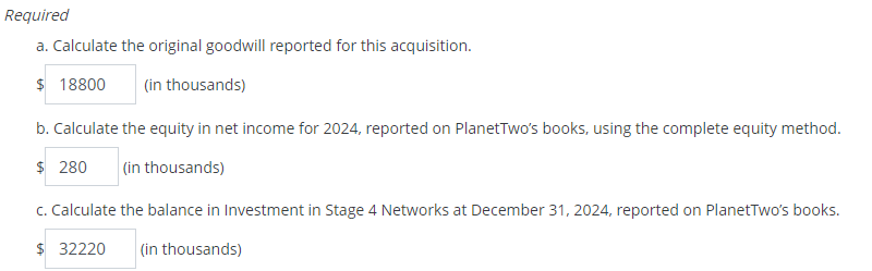 Equity Method, Eliminating Entries, Several Years