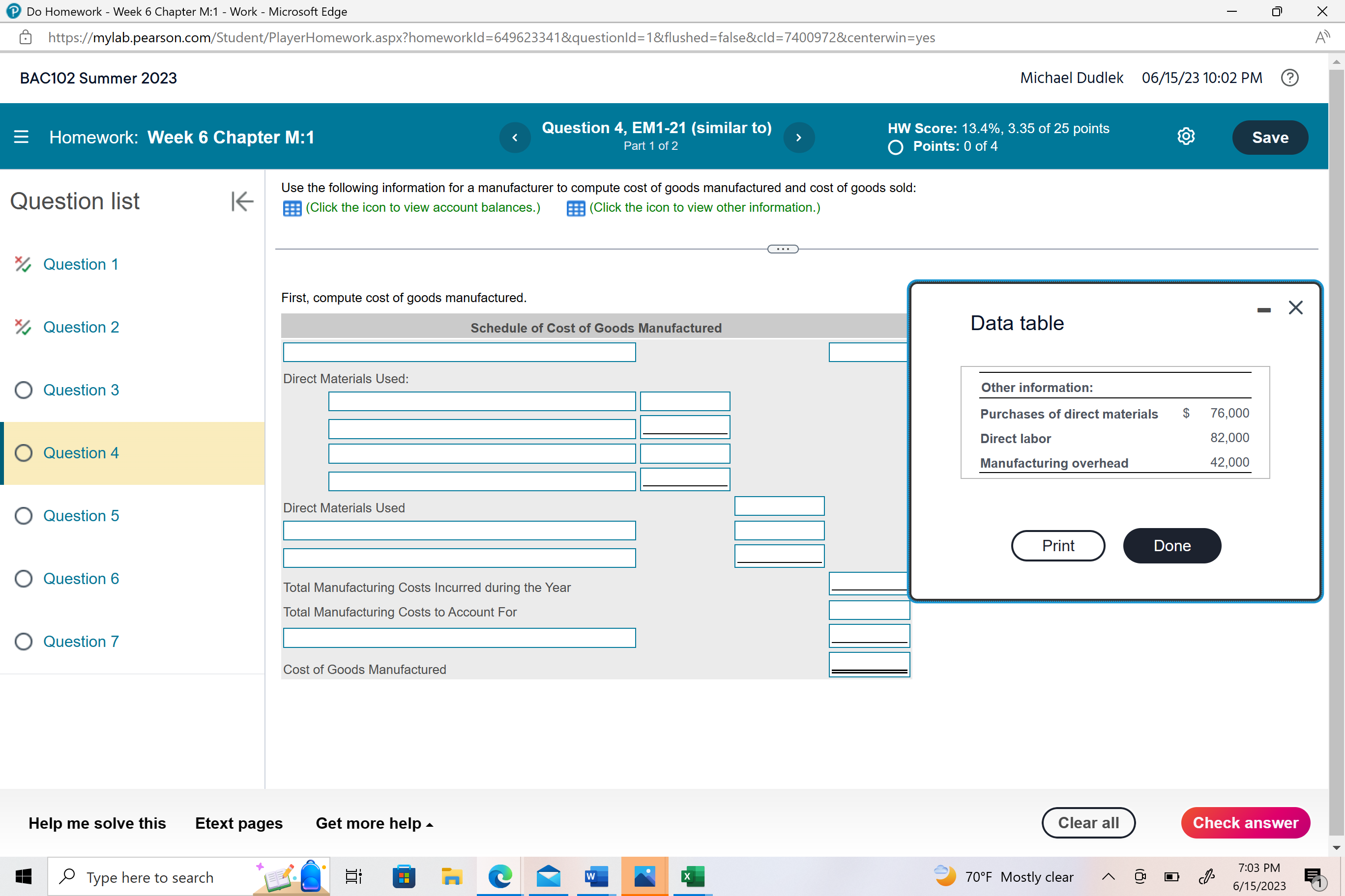 Do Homework - Week 6 Chapter M:1 - Work -