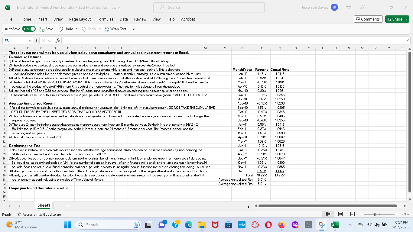 X Excel Tutorial_Product Function,xIsx . Last