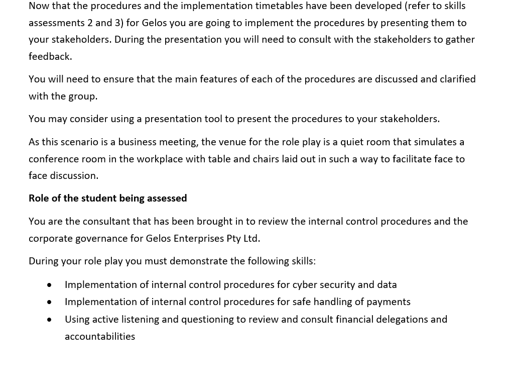 Now that the procedures and the implementation