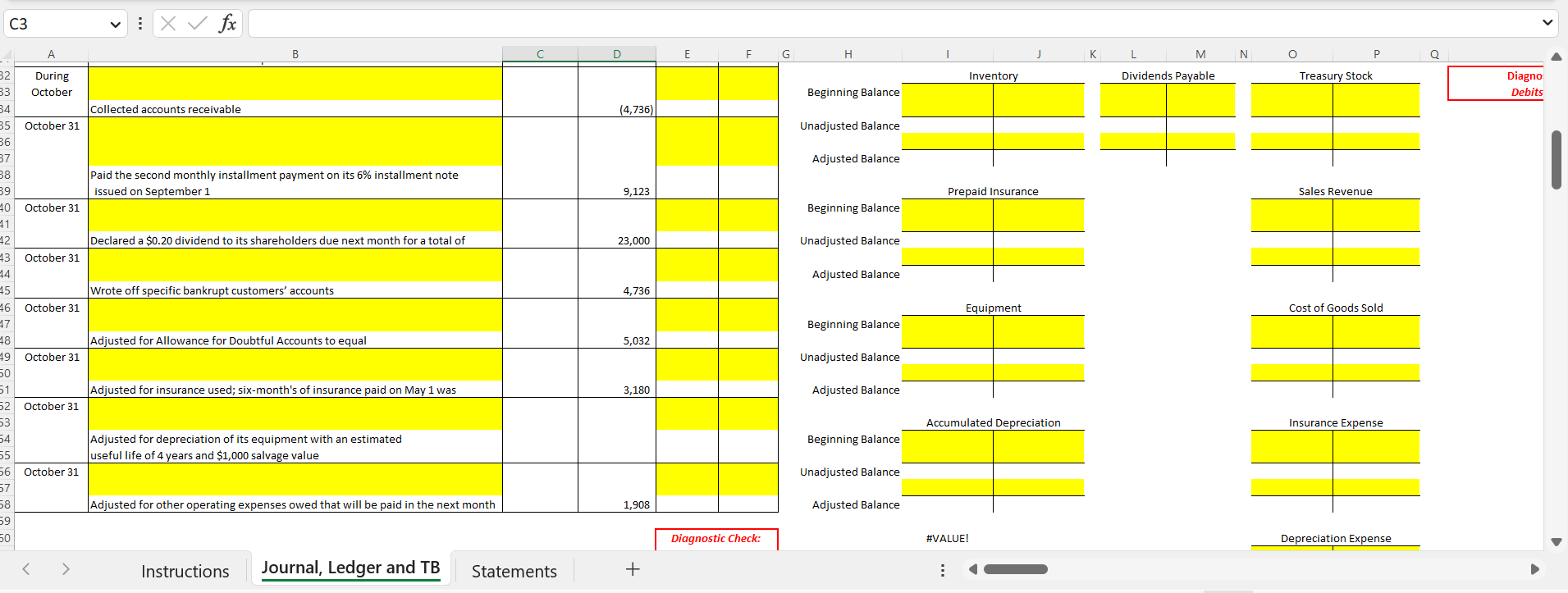 I need help solving the yellow blanks that are