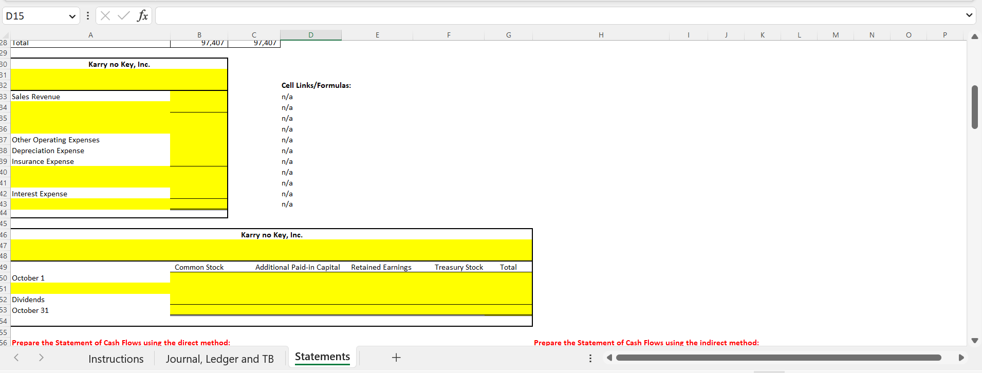 I need help solving the yellow blanks that are