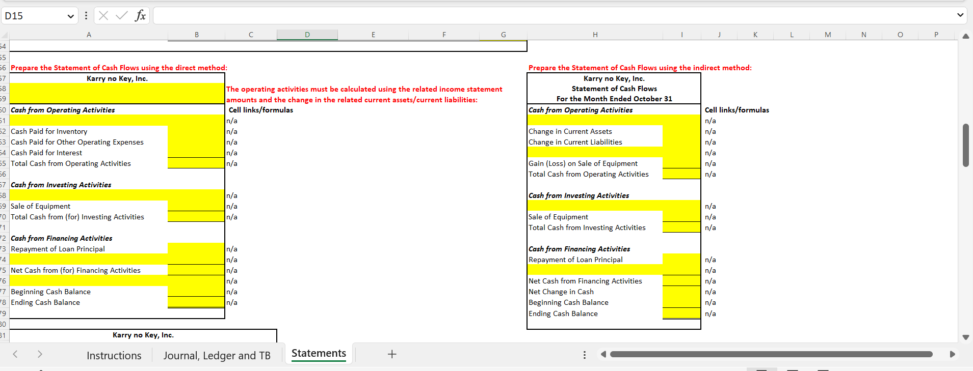 I need help solving the yellow blanks that are