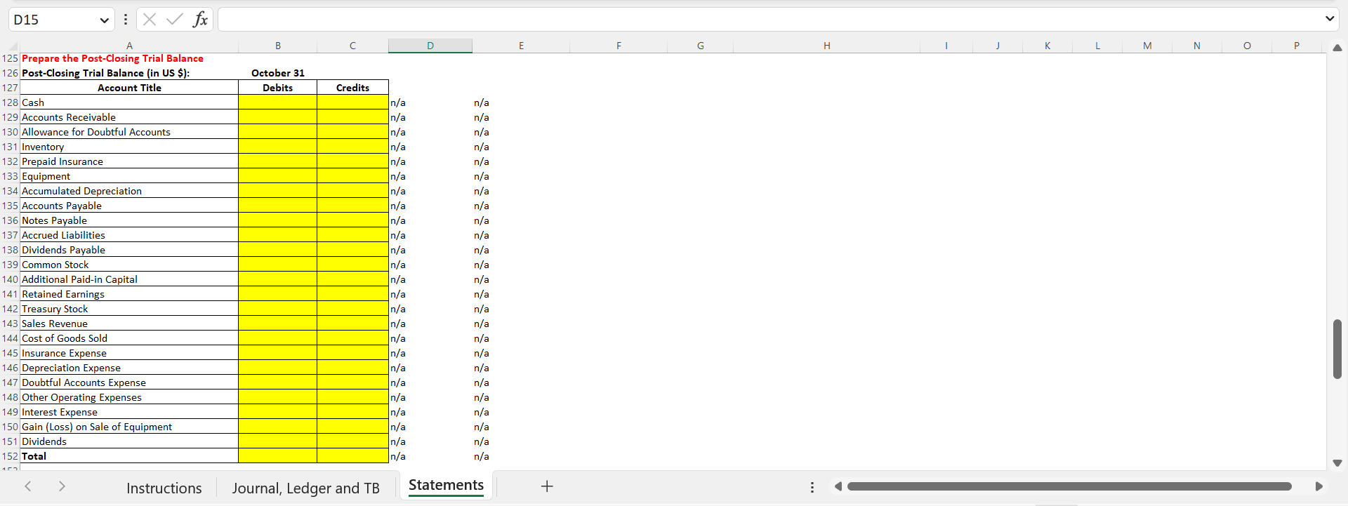 I need help solving the yellow blanks that are