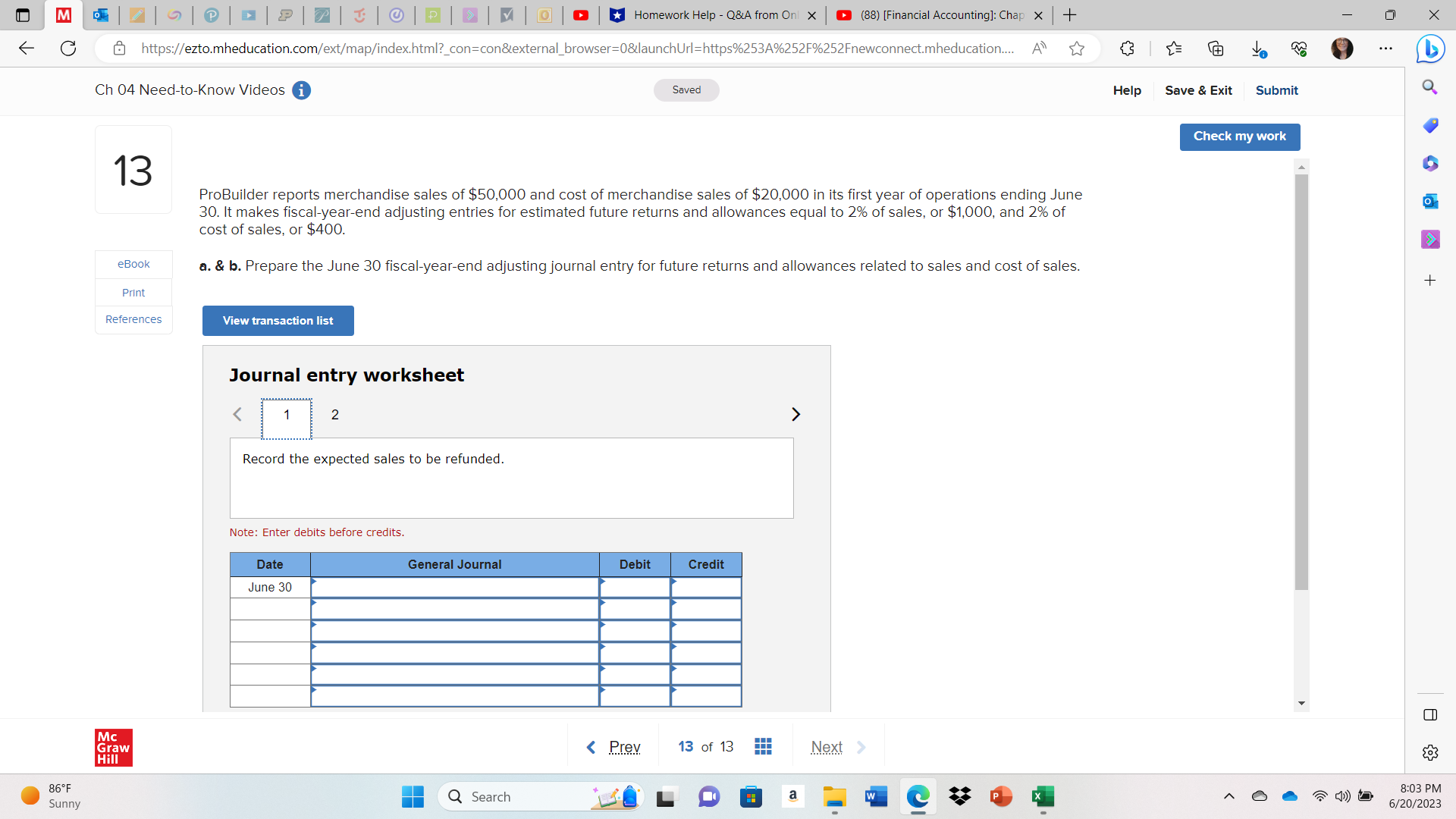 I need assitance recording the expected sales to