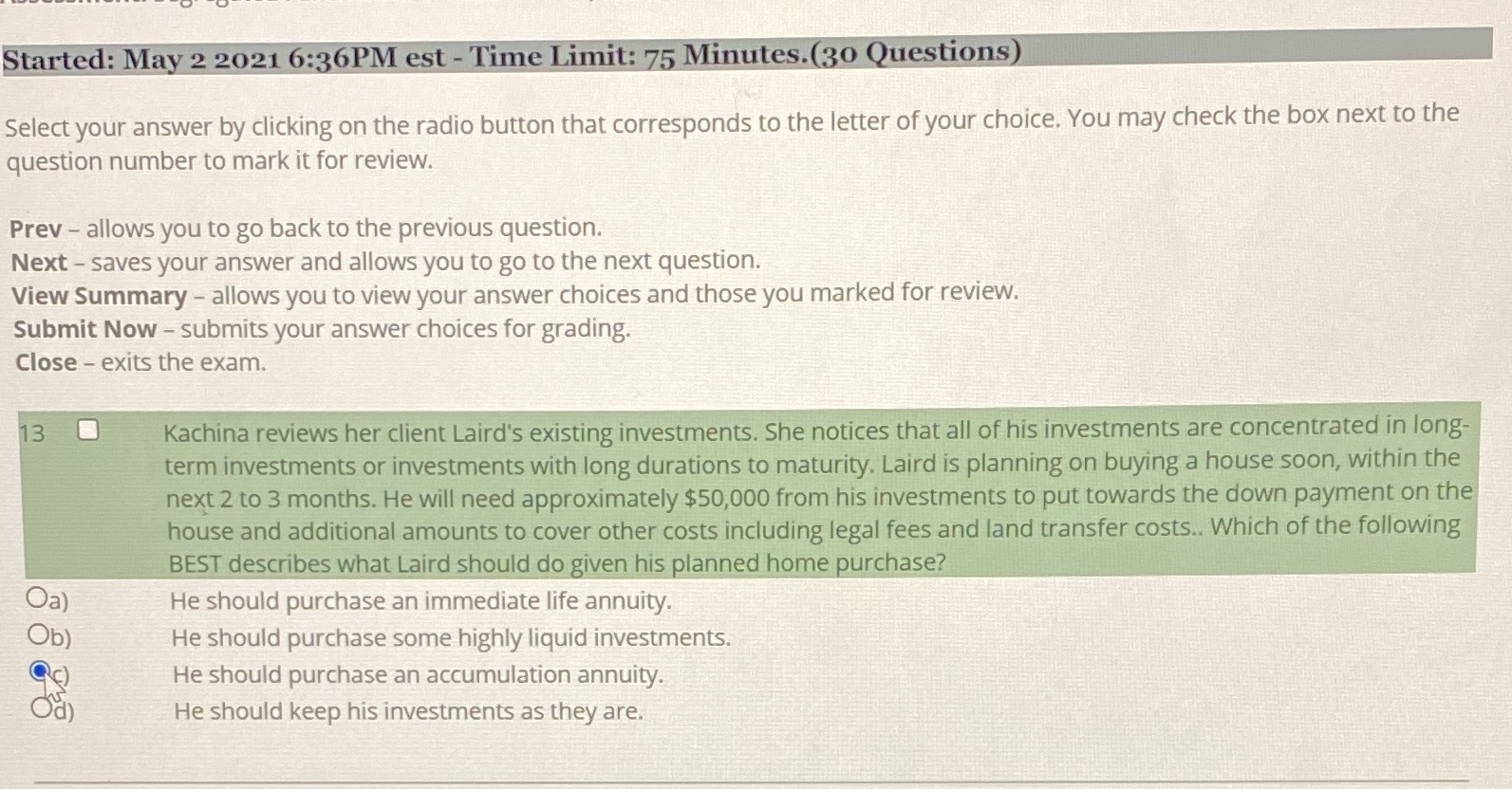 Started: May 2 2021 6:36PM est - Time Limit: 75